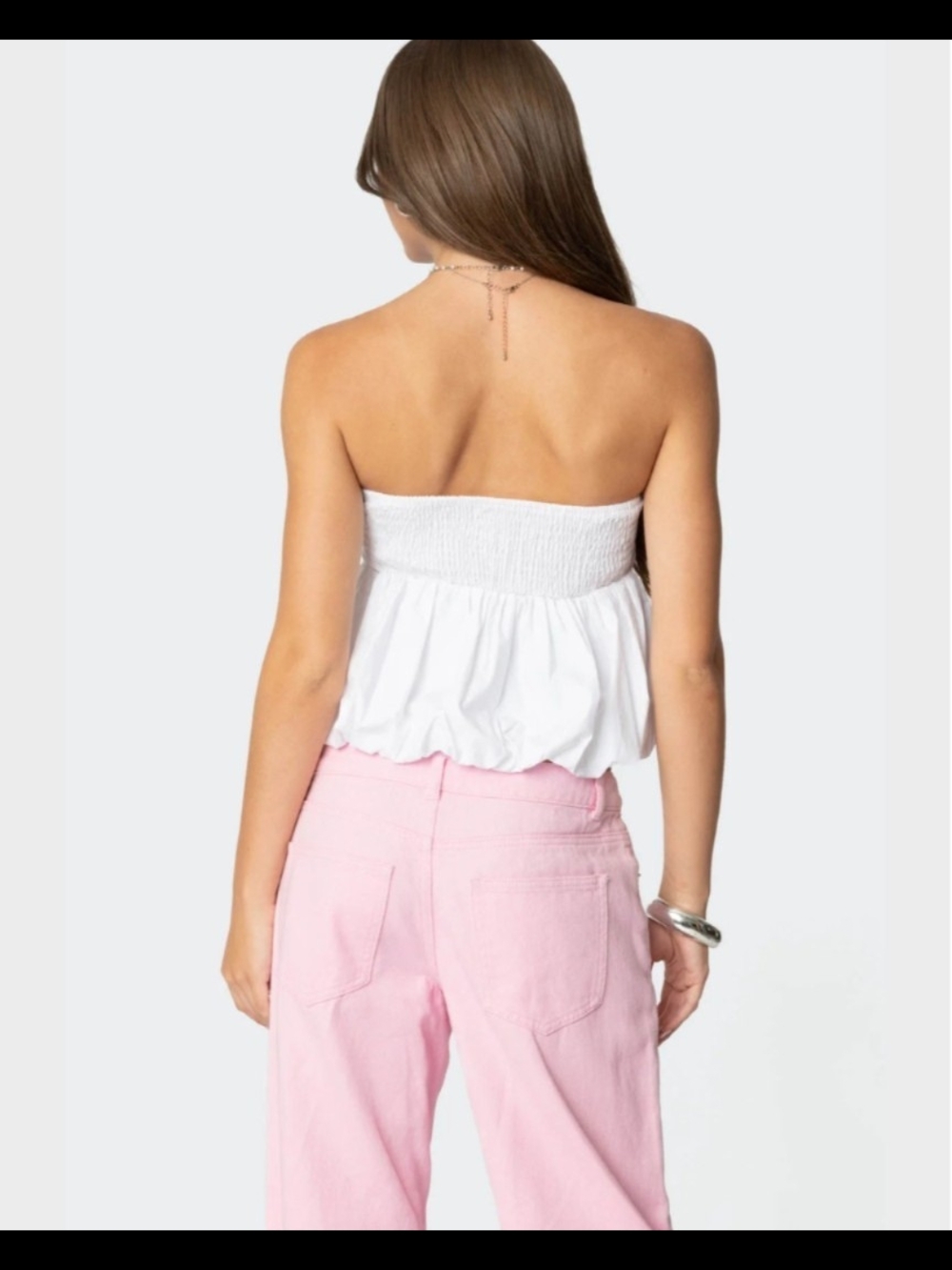 edikted serina strapless white bubble top - Picture 2 of 2